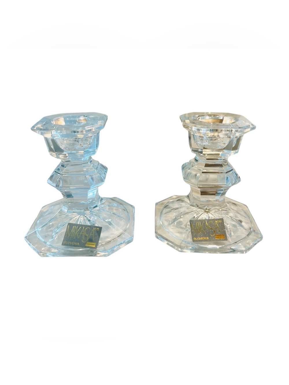 Vintage Mikasa Edinburgh Lead Crystal Candlestick Holders Set of 2 Slovenia